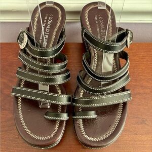 Donald J. Pliner Black Sorge Leather Strappy Sandals | Made in Italy | Size 9